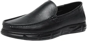 Mens Classic Loafers Slip On Leather Round Toe Comfortable Lightweight for Business Casual Office Work Shoes