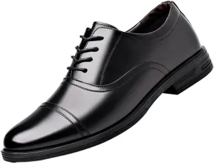 Men's Classic Modern Wedding Dress Shoes Low Top Formal Business Oxford Shoes Vintage Leather Lace Up Platform Derby Shoes(7.5)