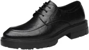 Men's Classic Oxfords Shoes Mens Business Lace Up Oxford Shoes Men Retro Mid Chunky Heels Formal Loafers