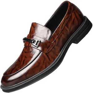Men's Classic Slip-On Oxford Shoes | Genuine Leather Pointed Toe Dress Shoes for Business & Formal Events