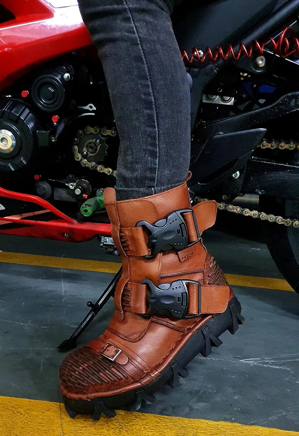 Men's Combat Motorcycle Leather Boots Soft Comfortable Ankle Boots