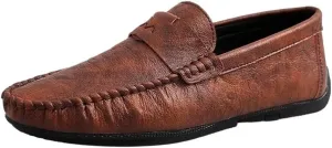 Men's Comfortable Loafers Solid Color Round Toe Flexible Slip Resistant Anti-Slip Prom Classic Slip-ons for Business Casual Office