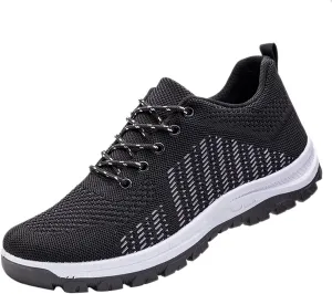 Mens Comfy Sports Sneakers with Arch Support Breathable Mesh Knit Cushion Running Shoes Low Top Casual Walking Sneakers Lace up Non-Slip Hiking Shoes Summer Daily Work Footwear