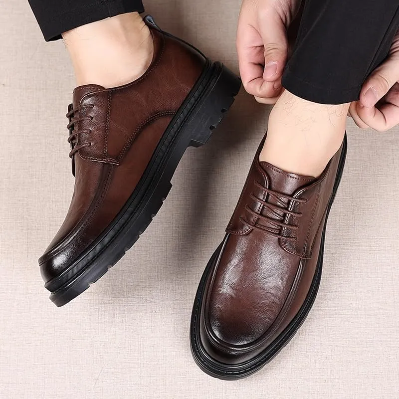 Mens Derby Shoes Genuine Leather Lightweight Modern Leather Business Casual Scale Pattern Comfort Formal Shoes Office Working Leather Derby Shoes(6.5)