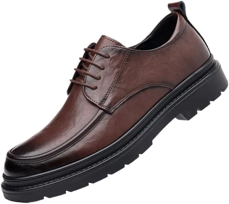 Mens Derby Shoes Genuine Leather Lightweight Modern Leather Business Casual Scale Pattern Comfort Formal Shoes Office Working Leather Derby Shoes(6.5)