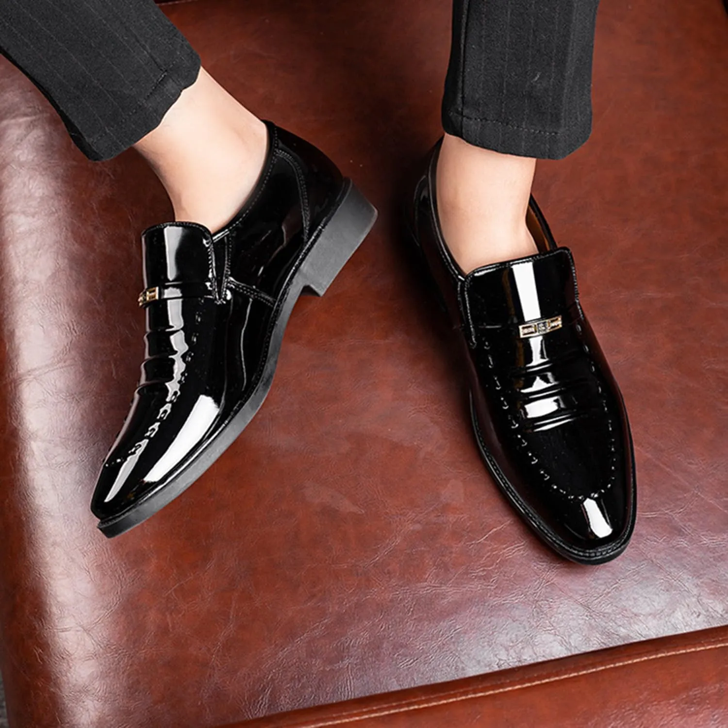 Men's Dress Loafers Shoes Classic Oxford Comfy Slip-On Suit Shoes for Driving Evening Uniform Party Work Office