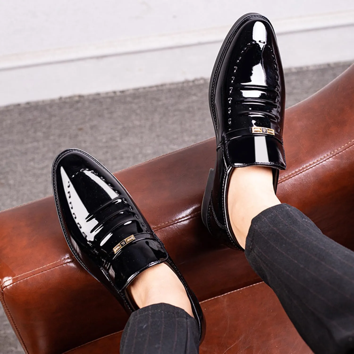 Men's Dress Loafers Shoes Classic Oxford Comfy Slip-On Suit Shoes for Driving Evening Uniform Party Work Office