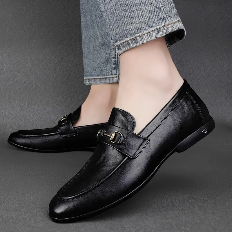 Men's Dress Shoes Black Business Oxford Luxury Round Toe Lug Sole Loafers Formal Shoes