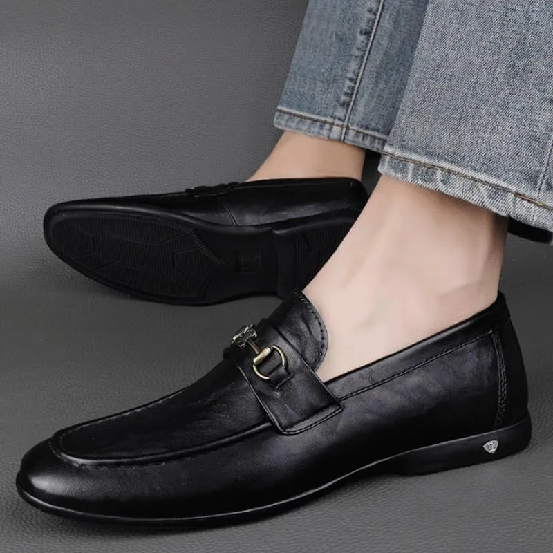 Men's Dress Shoes Black Business Oxford Luxury Round Toe Lug Sole Loafers Formal Shoes