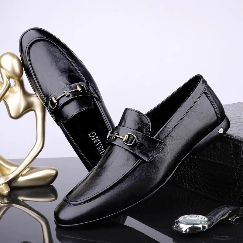 Men's Dress Shoes Black Business Oxford Luxury Round Toe Lug Sole Loafers Formal Shoes