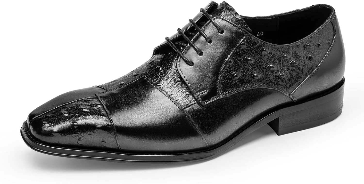 Men's Dress Shoes Derby- Modern Fashion Genuine Full Grain Leather Business Casual Shoes for Men