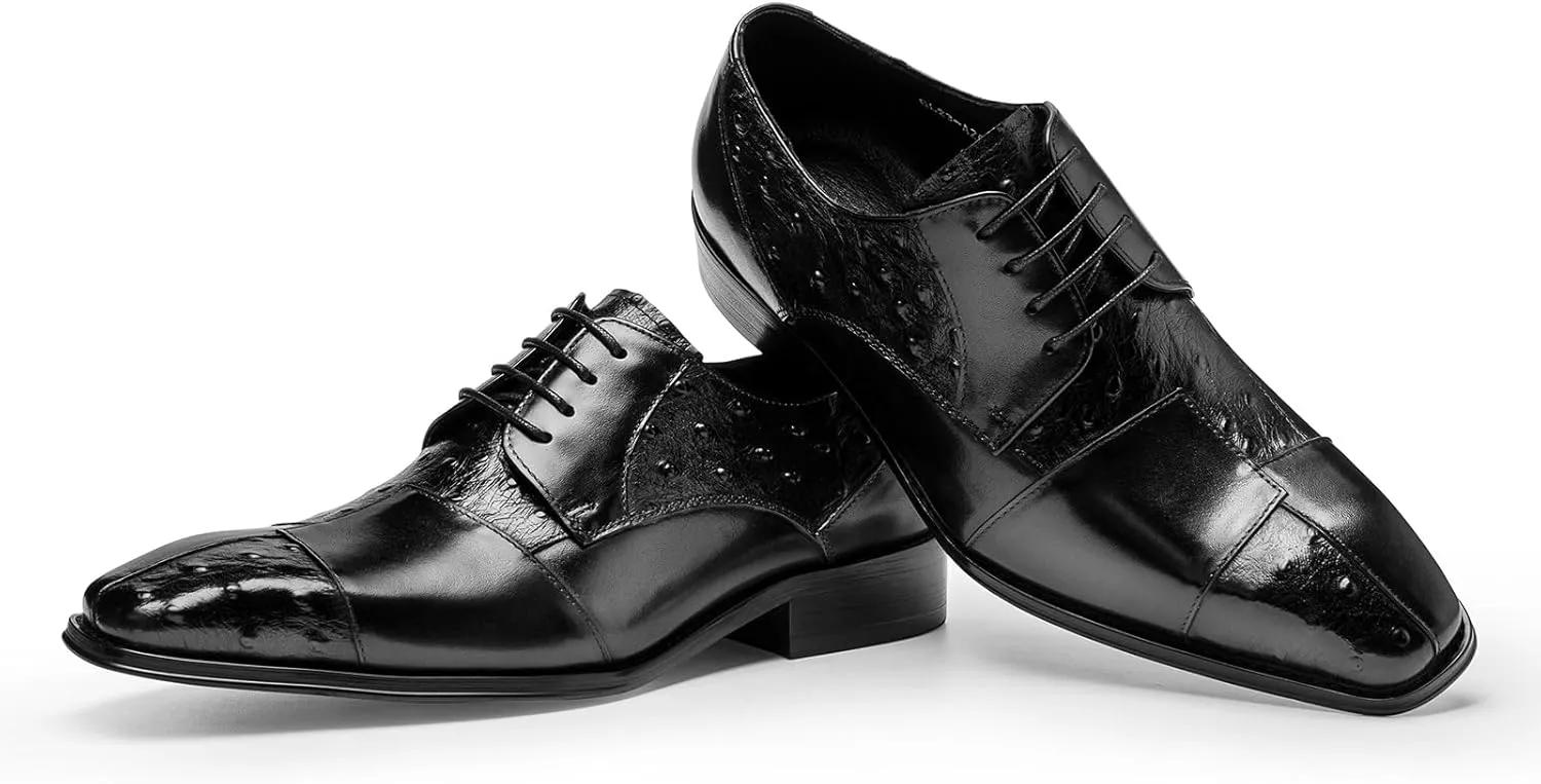 Men's Dress Shoes Derby- Modern Fashion Genuine Full Grain Leather Business Casual Shoes for Men