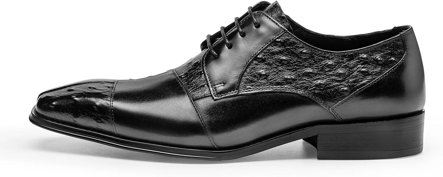 Men's Dress Shoes Derby- Modern Fashion Genuine Full Grain Leather Business Casual Shoes for Men