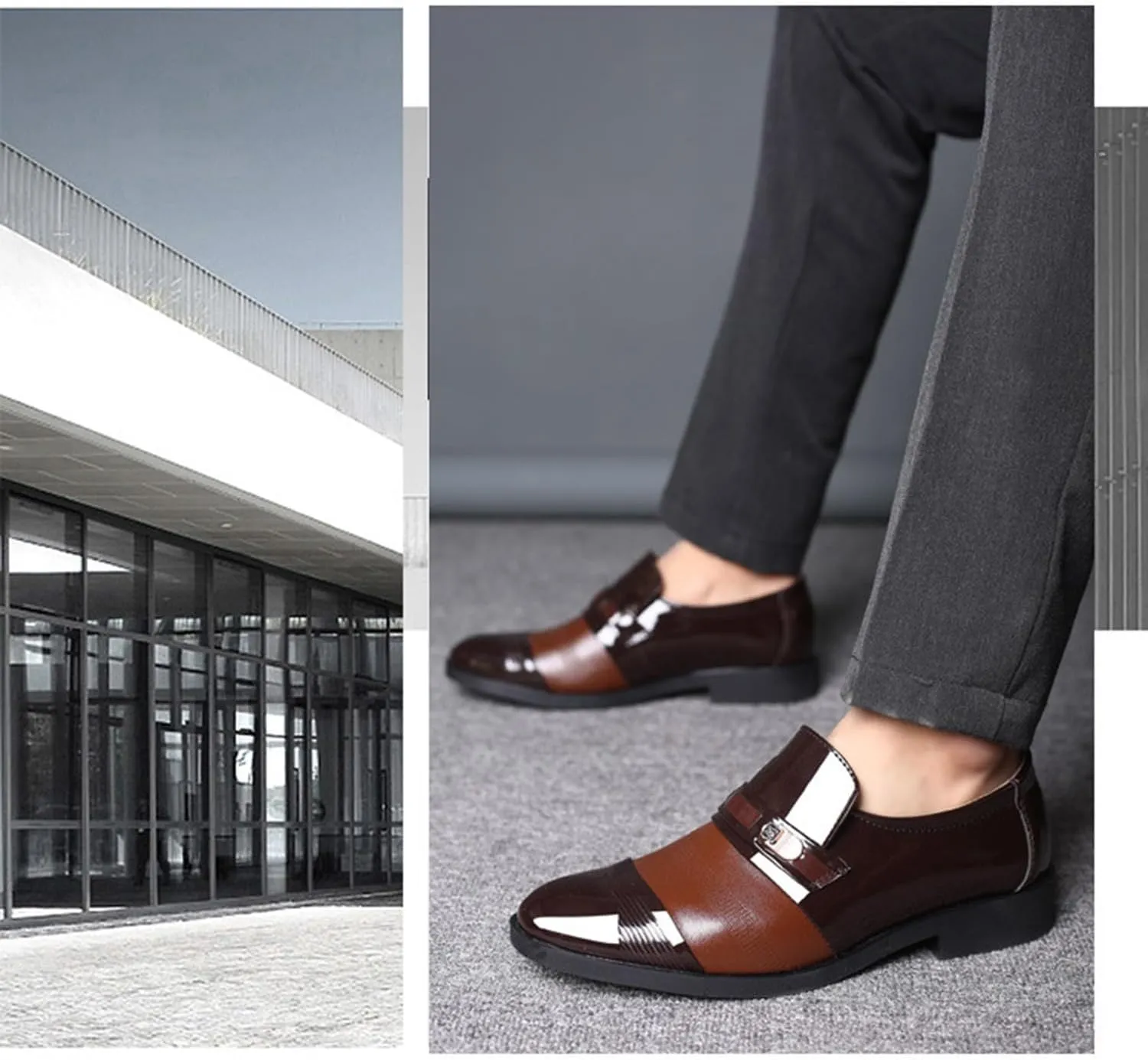 Men's Dress Shoes Loafers Driving Patent Leather Oxford Shoes Moccasins Business Office Shoes for Men