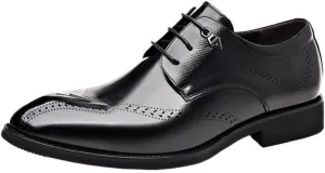 Men's Dress Shoes Men Vintage Leather Lace Up Platform Oxfords Shoes Business Casual Comfort Formal Derby Shoes(Black,8.5)