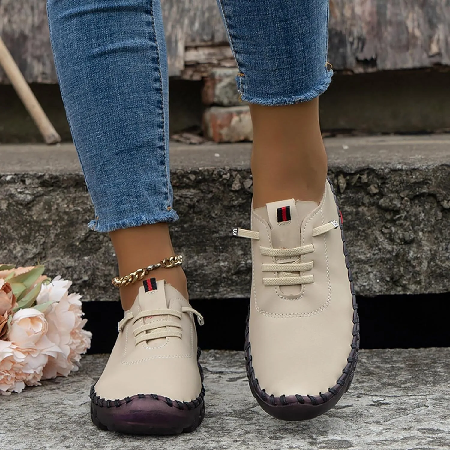 Mens Dress Shoes Slip On Sneakers Women Arch Support Womens Loafers with Arch Support Round Toe Flat Heel Christmas Sneakers for Women Round Toe Flats Comfortable