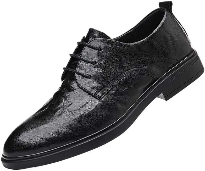 Mens Dress Sneakers All-Day Comfort Business Office Wedding Formal Modern Oxfords Office Men's Handmade Leather Modern Classic Lace Up Leather Shoes
