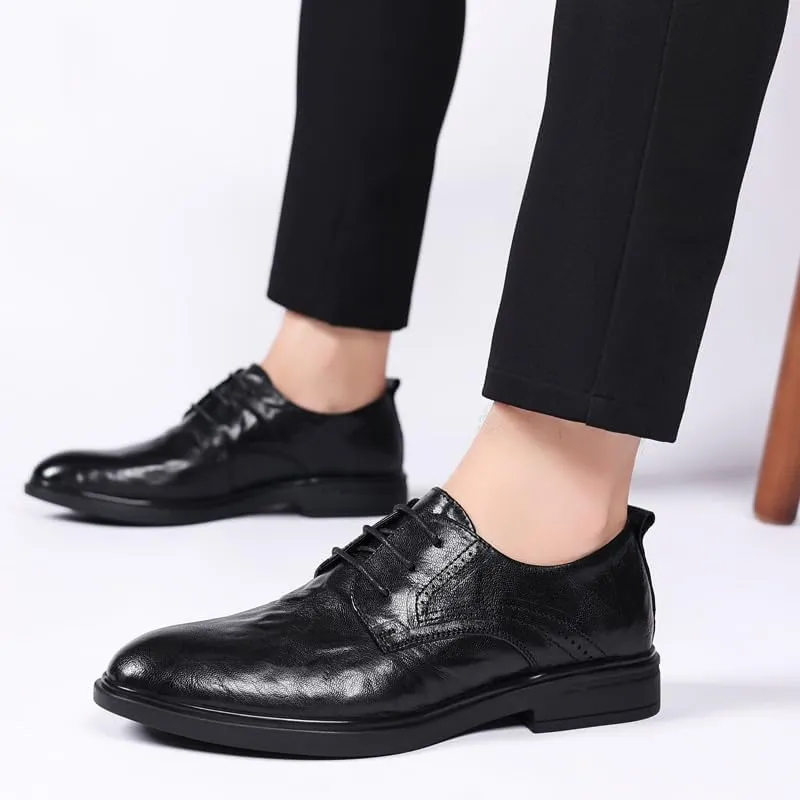Mens Dress Sneakers All-Day Comfort Business Office Wedding Formal Modern Oxfords Office Men's Handmade Leather Modern Classic Lace Up Leather Shoes