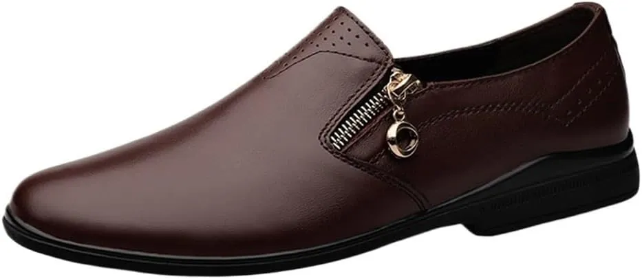 Mens Dress Sneakers Dress Shoes Modern Pointed Toe Prom Wedding Business Office Dress Shoes(Brown,7.5)