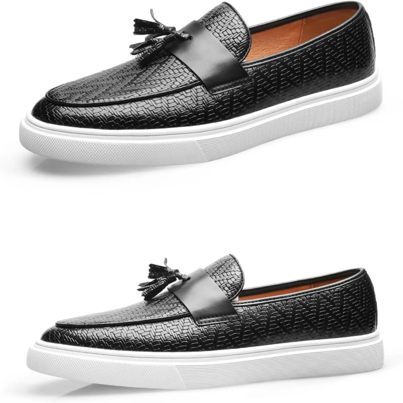 Men's Fashion Leather Round Toe Tassel Loafers Outdoor Casual Shoes Comfortable Round Toe Walking Shoes Business Dress Shoes for Party Dating Prom