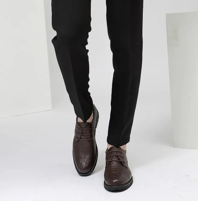 Men's Fashion Wingtip Brogue Shoes Men Genuine Leather Oxford Shoes Men Non-Slip Waterproof Business Formal Derby Shoes(Brown,6.5)