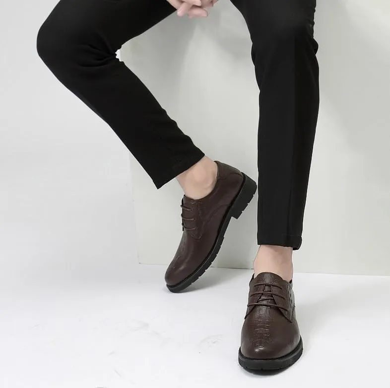 Men's Fashion Wingtip Brogue Shoes Men Genuine Leather Oxford Shoes Men Non-Slip Waterproof Business Formal Derby Shoes(Brown,6.5)
