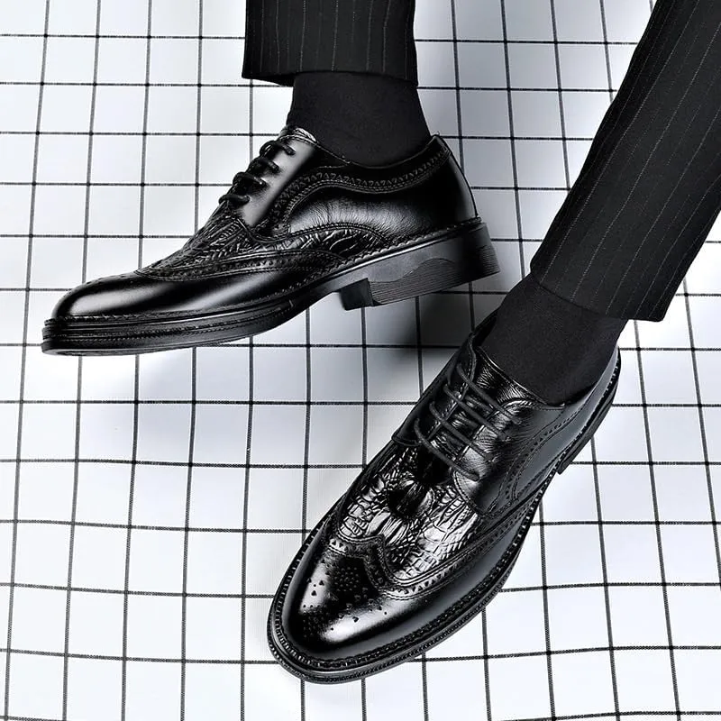 Mens Formal Business Dress Shoes Casual Non-Slip Softsole Derby Shoes Classic Wingtip Business Oxfords for Men
