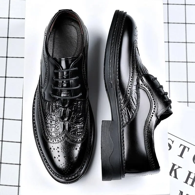 Mens Formal Business Dress Shoes Casual Non-Slip Softsole Derby Shoes Classic Wingtip Business Oxfords for Men