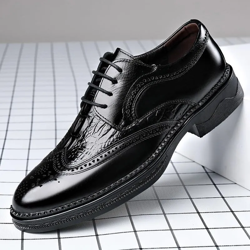 Mens Formal Business Dress Shoes Casual Non-Slip Softsole Derby Shoes Classic Wingtip Business Oxfords for Men