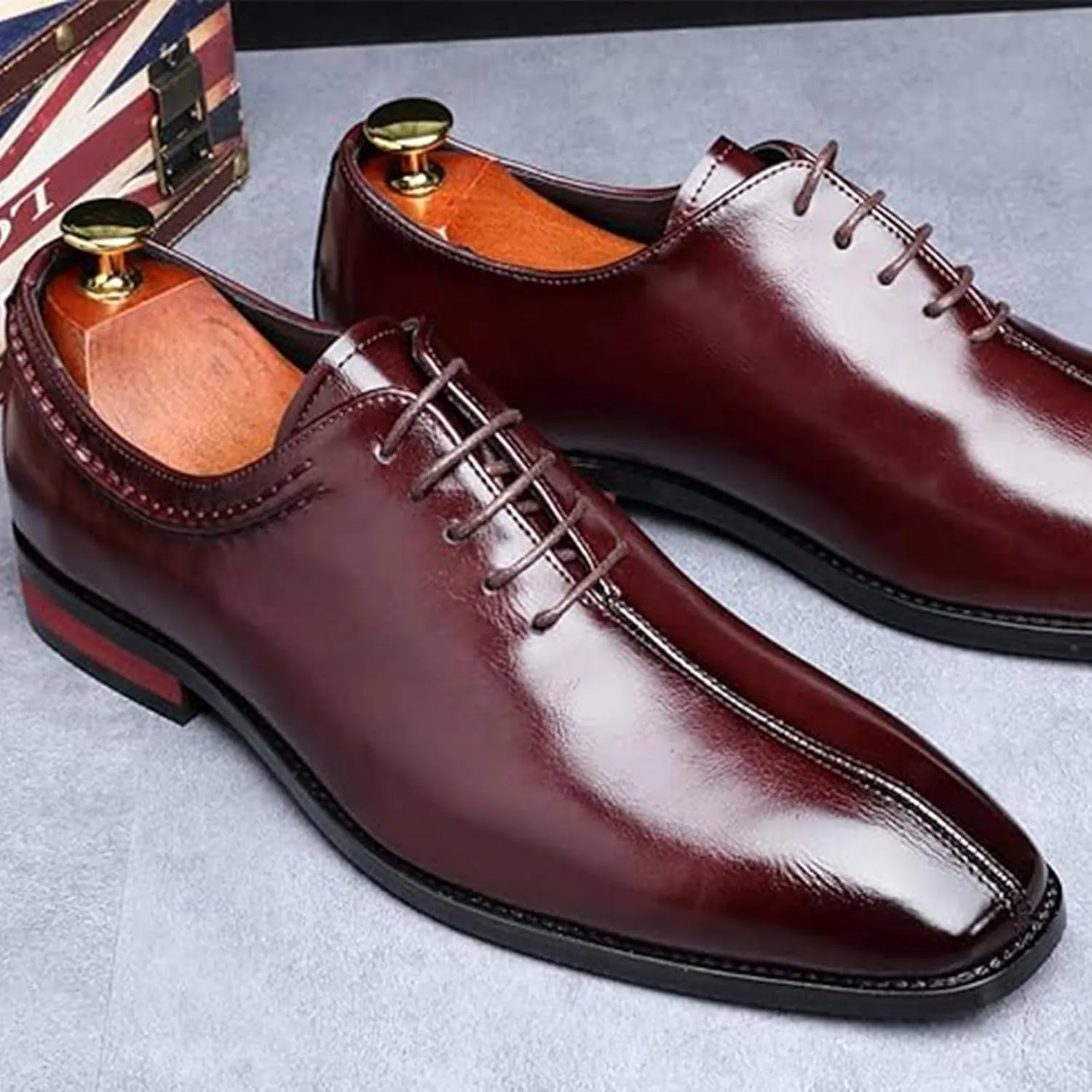 Mens Formal Dress Oxford Shoes Classic Modern Wedding Leather Full Cut