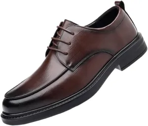 Men's Genuine Leather Low Oxford Shoes Mens Non-Slip Softsole Walking Tuxedo Dress Shoes