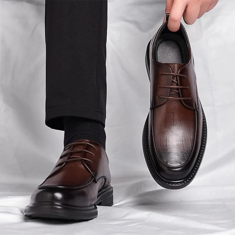 Men's Genuine Leather Low Oxford Shoes Mens Non-Slip Softsole Walking Tuxedo Dress Shoes