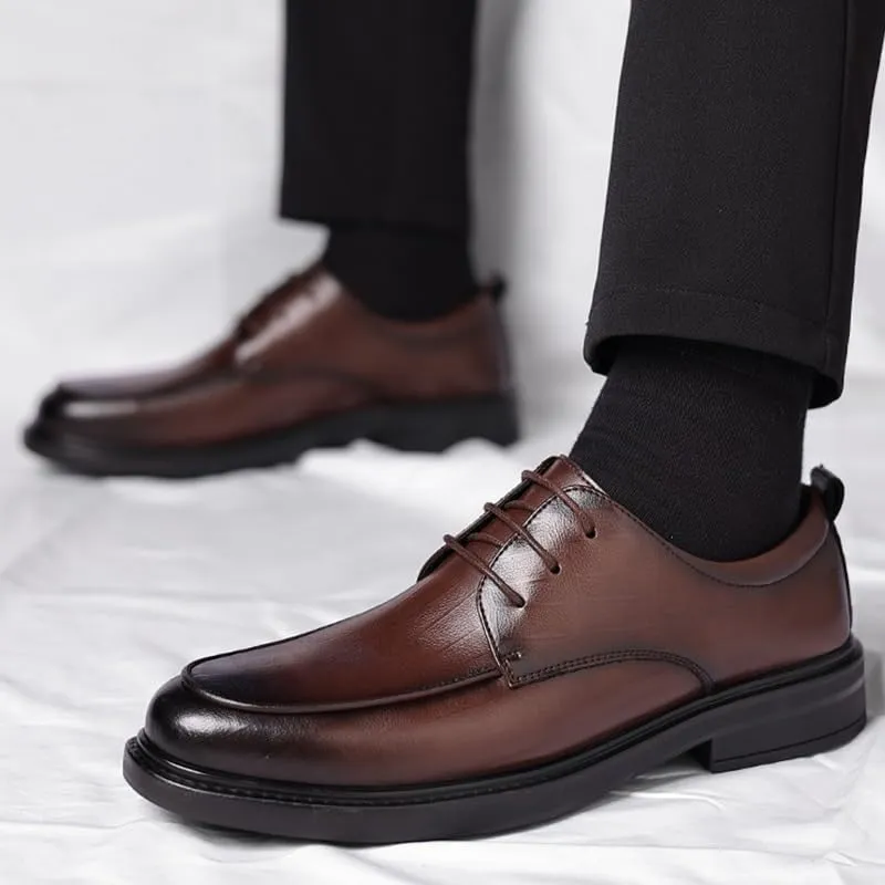 Men's Genuine Leather Low Oxford Shoes Mens Non-Slip Softsole Walking Tuxedo Dress Shoes