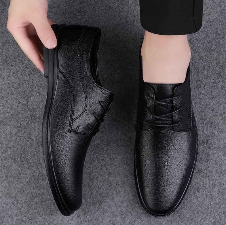 Men's Genuine Leather Oxford Shoes Classic Modern Wedding Formal Dress Shoes Casual Derby Shoe for Men