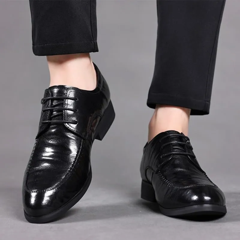 Men's Genuine Leather Oxford Shoes Comfort Business Lace Up Fashion Dress Non-Slip Waterproof Derby Shoes(Black,8.5)