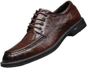 Men's Genuine Leather Oxford Shoes Comfort Pointed Tip Fashion Leather Dress Shoes Business Casual Derby Shoes for Men(Brown,8)