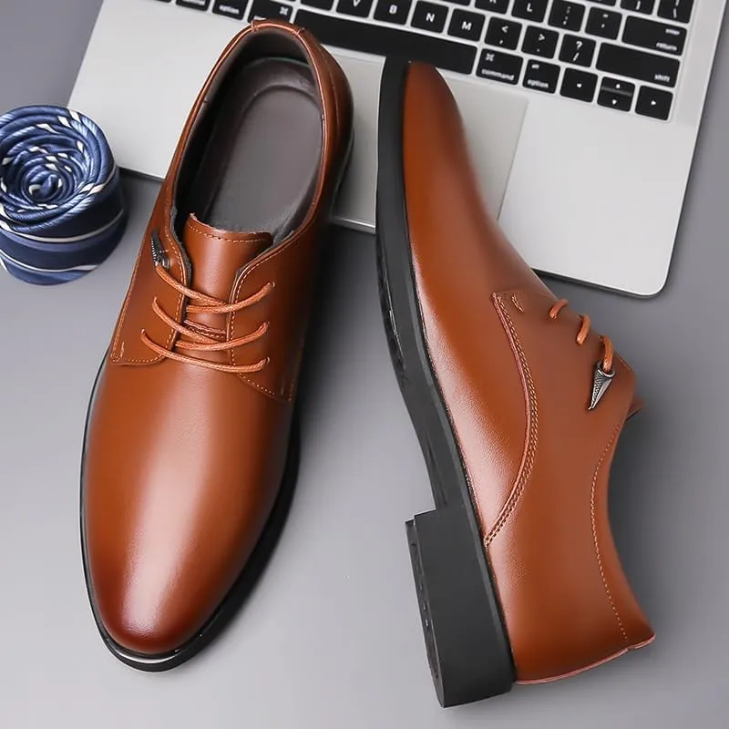 Men's Genuine Leather Oxford Shoes Fashion Casual Retro Classic Comfortable Dress Shoes Office Working Formal Derby Shoes for Men(8)