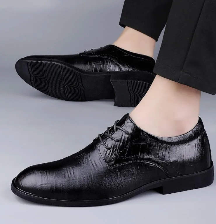 Men's Genuine Leather Oxford Shoes Lightweight Formal Leather Shoes Fashion Dress Sneakers Business Casual Derby Shoe for Men(Black,8)