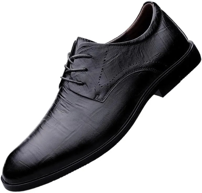 Men's Genuine Leather Oxford Shoes Lightweight Formal Leather Shoes Fashion Dress Sneakers Business Casual Derby Shoe for Men(Black,8)