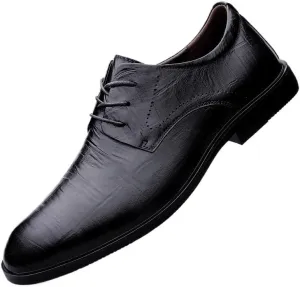 Men's Genuine Leather Oxford Shoes Lightweight Formal Leather Shoes Fashion Dress Sneakers Business Casual Derby Shoe for Men(Black,8)