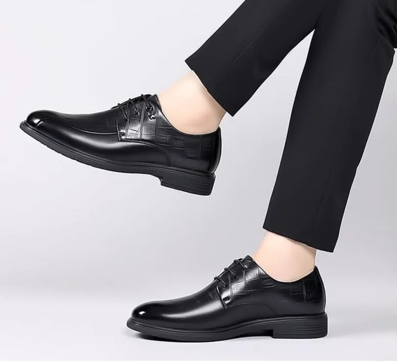 Men's Genuine Leather Oxford Shoes Men Classic Pointed Toe Dress Shoes Comfortable Lace-Up Derby Shoes for Men(8)