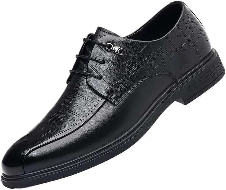 Men's Genuine Leather Oxford Shoes Men Classic Pointed Toe Dress Shoes Comfortable Lace-Up Derby Shoes for Men(8)