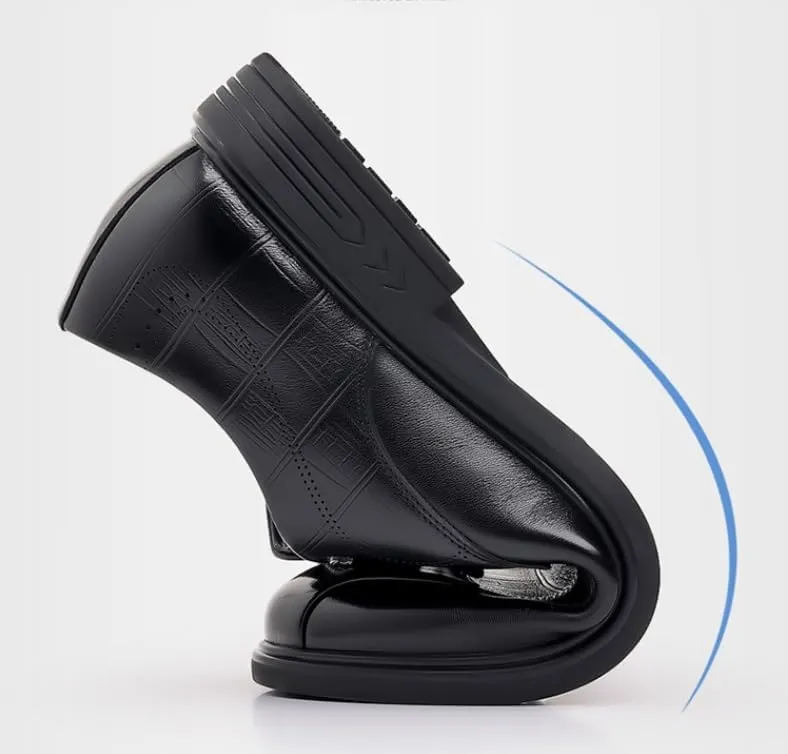 Men's Genuine Leather Oxford Shoes Men Classic Pointed Toe Dress Shoes Comfortable Lace-Up Derby Shoes for Men(9)