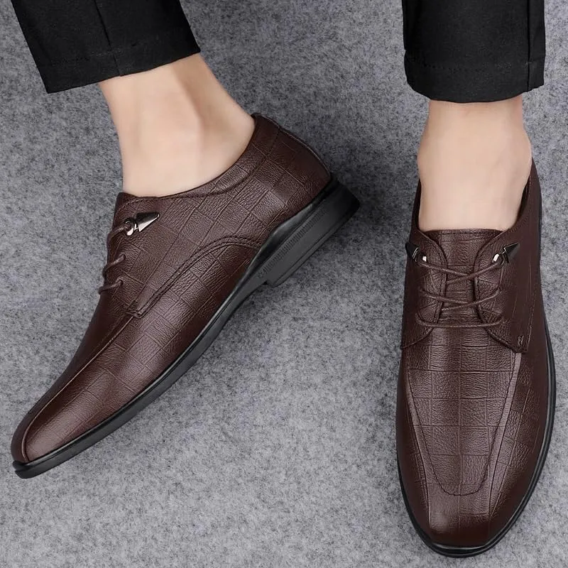 Men's Genuine Leather Oxford Shoes Men Modern Low Top Pointed Toe Tuxedo Derby Shoes Lace Up Casual Business Suit Tuxedo Shoes