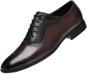 Men's Genuine Leather Oxford Shoes Non-Slip Business Formal Derby Shoes Leather Casual Dress Shoes for Men
