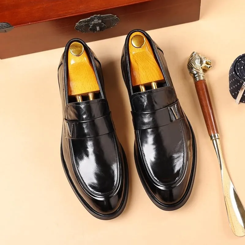 Men's Genuine Leather Platform Oxford Shoes Casual Business Dress Shoes for Men