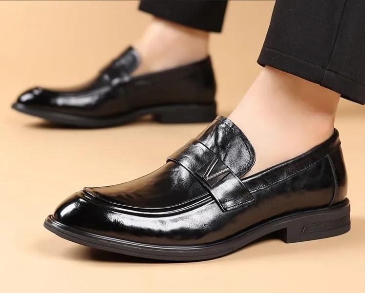 Men's Genuine Leather Platform Oxford Shoes Casual Business Dress Shoes for Men