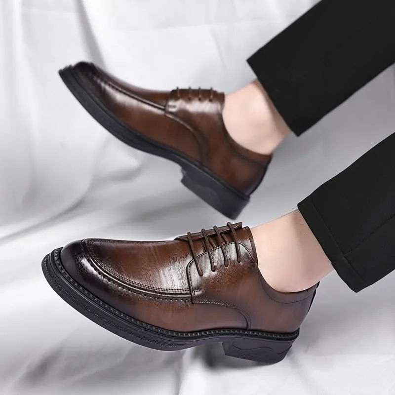 Men's Genuine Leather Platform Oxfords Classic Men Dress Shoes Business Casual Tuxedo Shoes for Men