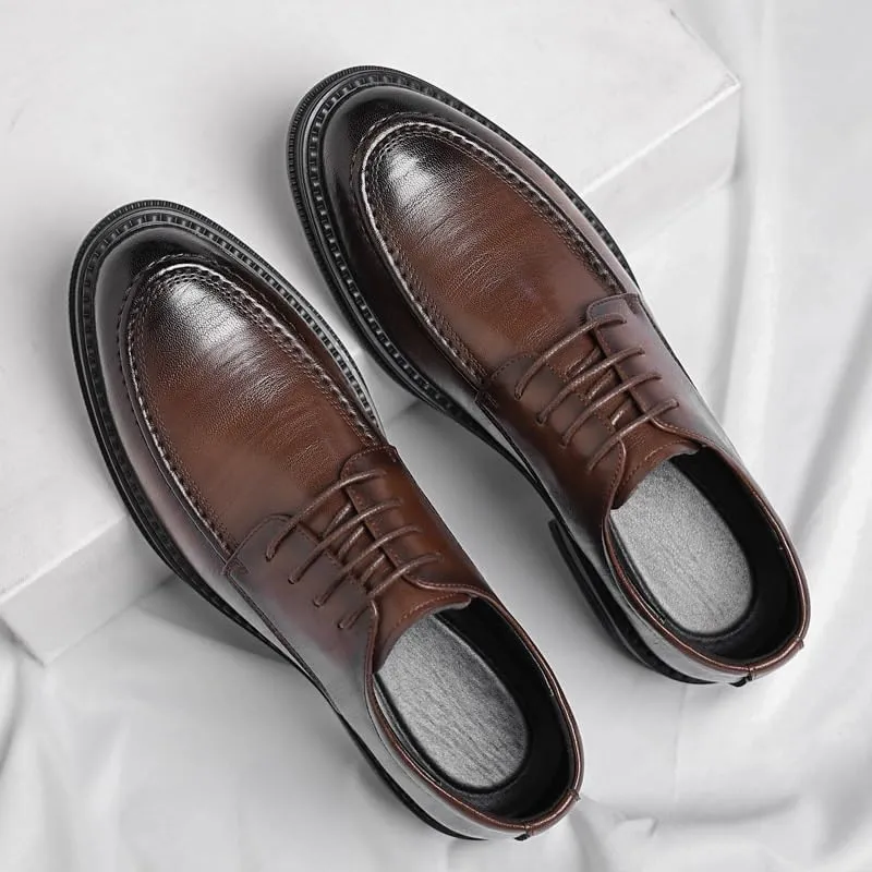 Men's Genuine Leather Platform Oxfords Classic Men Dress Shoes Business Casual Tuxedo Shoes for Men