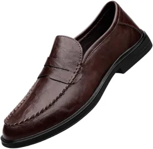 Men's Genuine Leather Slip On Oxford Shoes Casual Business Derby Shoes for Men
